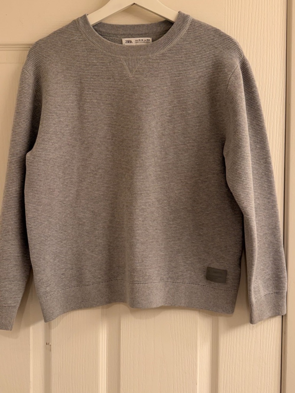 Zara kids Light Gray Ribbed Crewneck Sweater